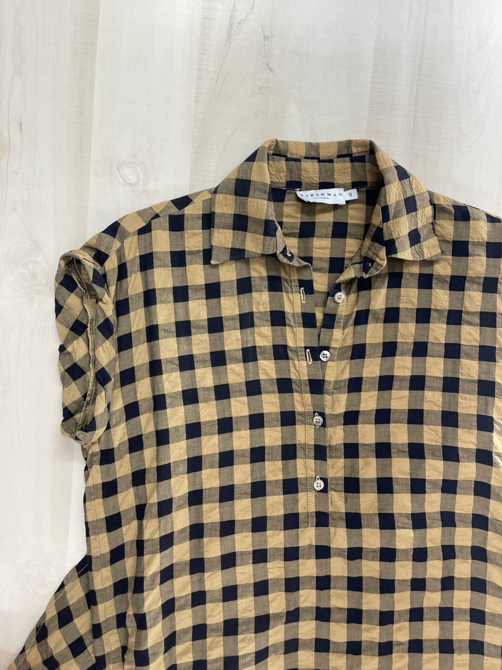 HARSHMAN plaid shirt dress textured small lagenlook - Picture 4 of 7